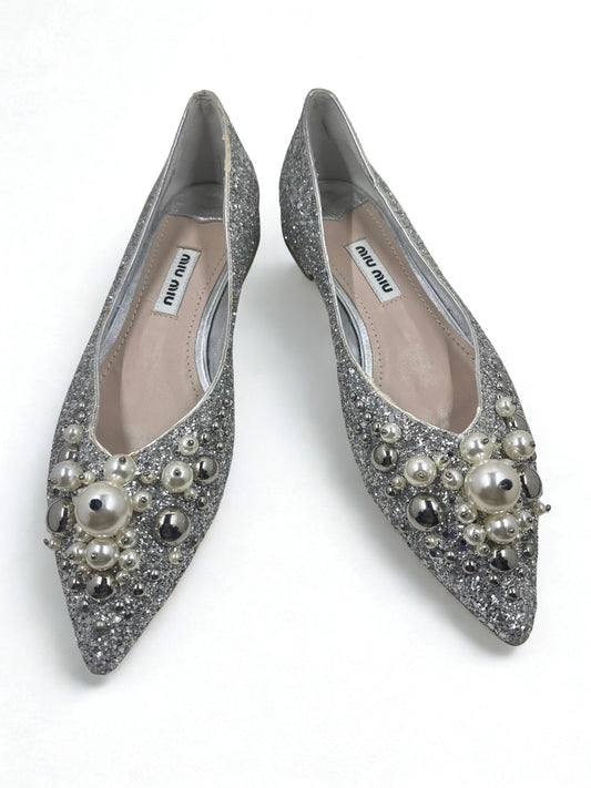 Miu Miu Glitter Embellished Flats