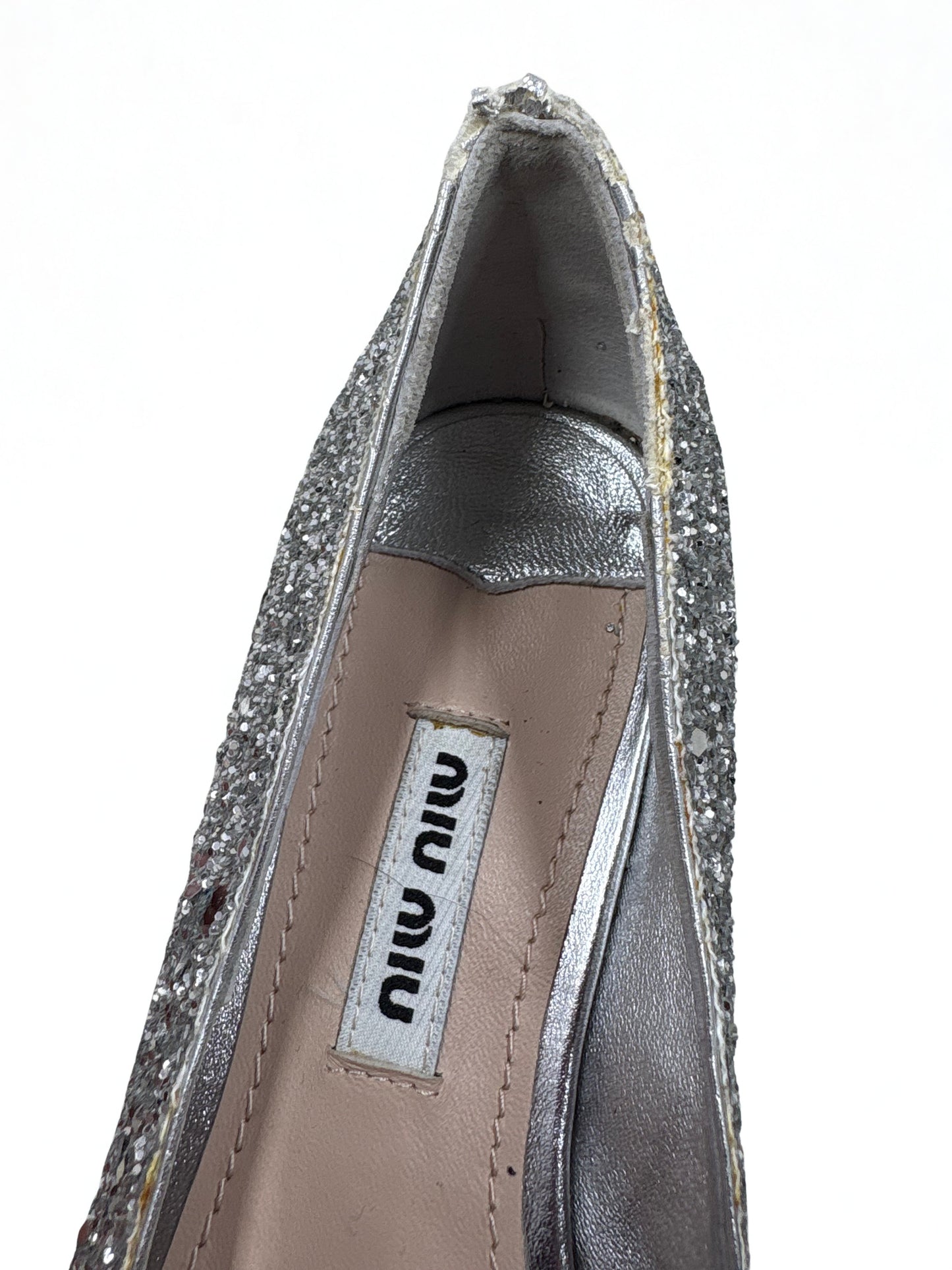 Miu Miu Glitter Embellished Flats